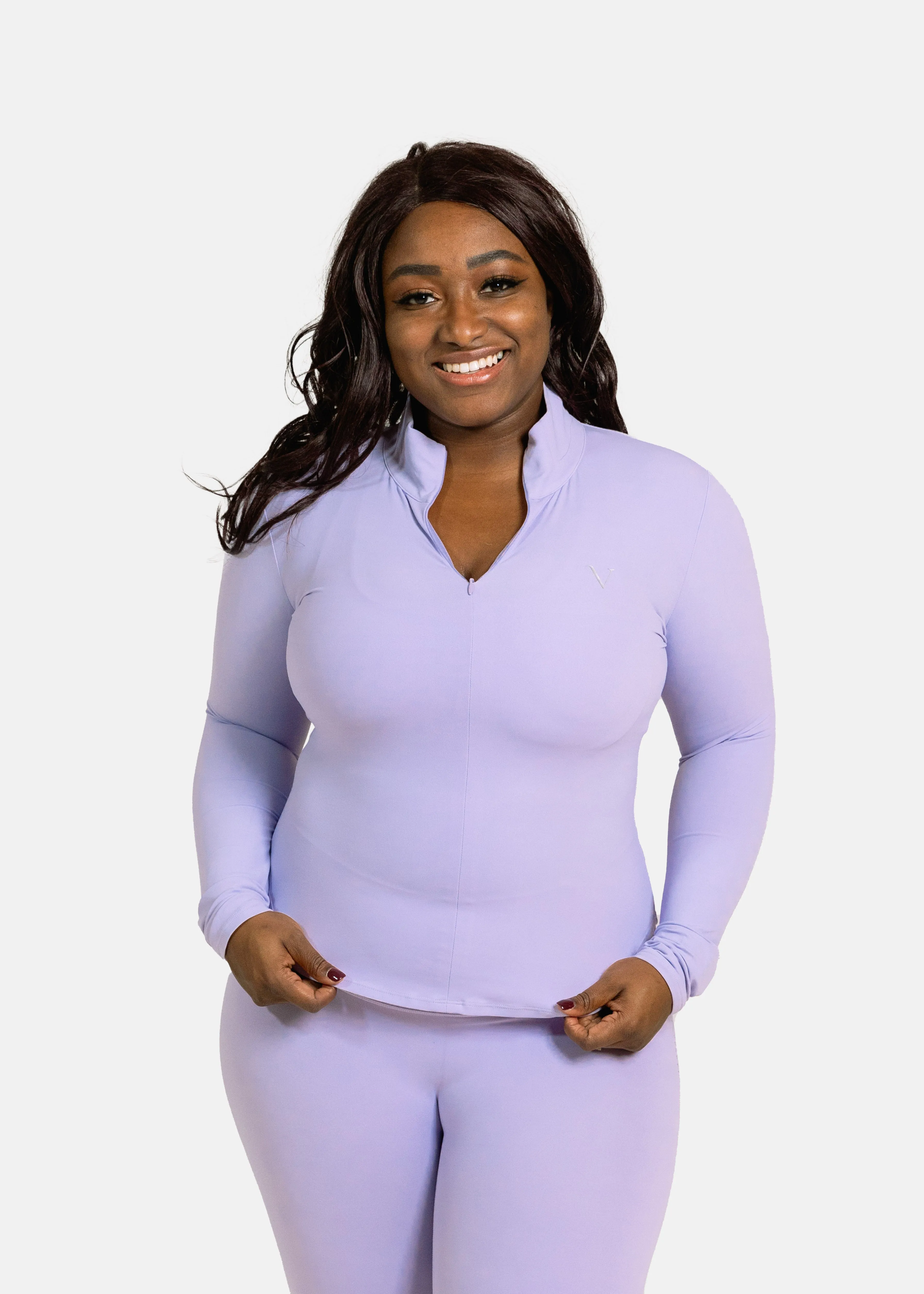 SculptLite Base Quarter Zip Long Sleeve Light Lavender