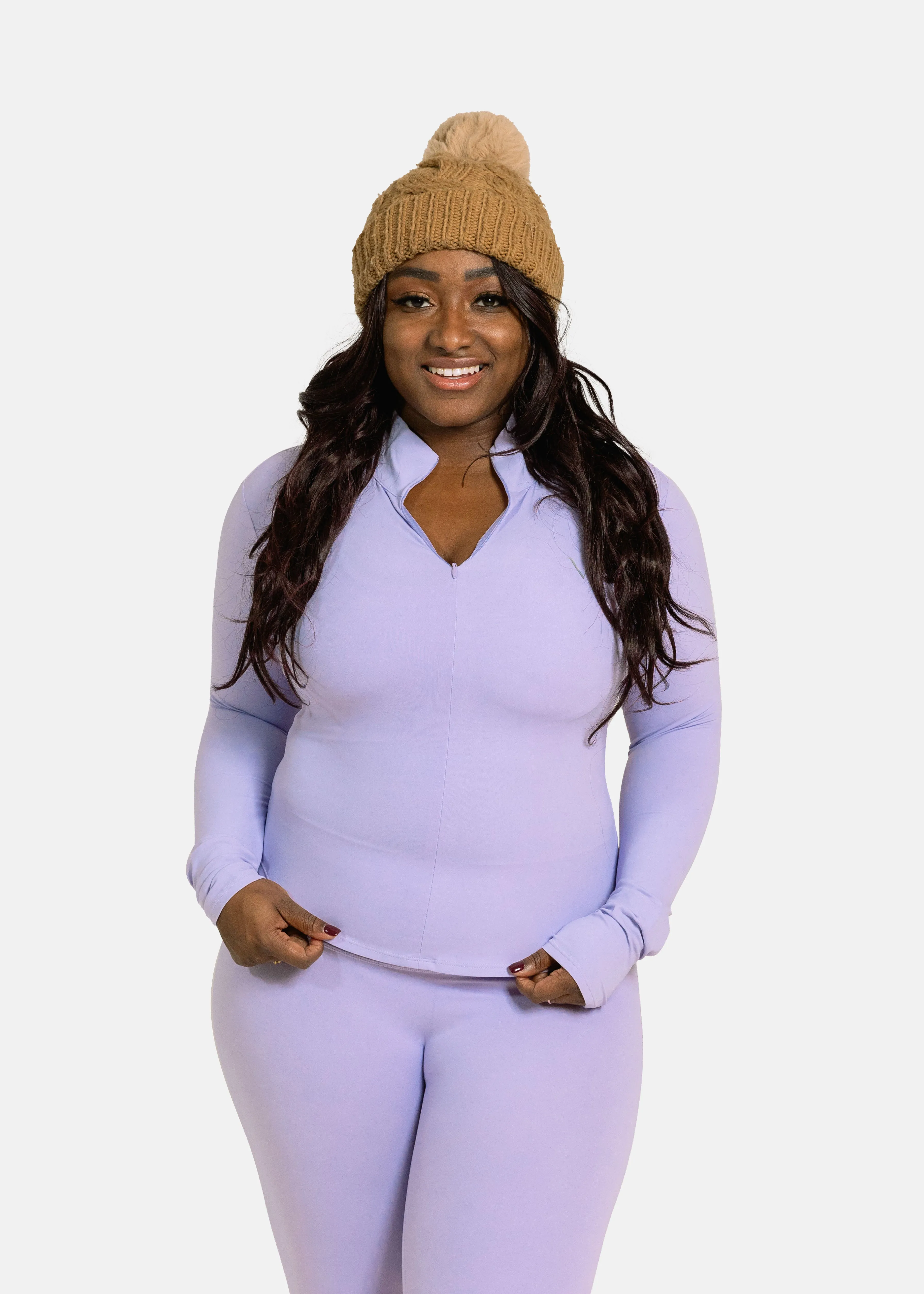 SculptLite Base Quarter Zip Long Sleeve Light Lavender