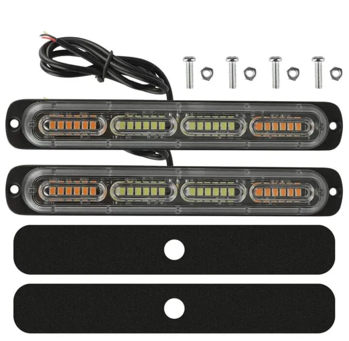 SMAXPro™ 24LED Strobe Light Bars (2x) - Amber/White, Warning Hazard, Flashing Beacon