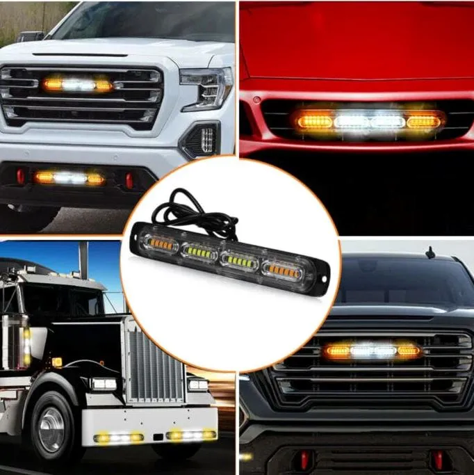 SMAXPro™ 24LED Strobe Light Bars (2x) - Amber/White, Warning Hazard, Flashing Beacon