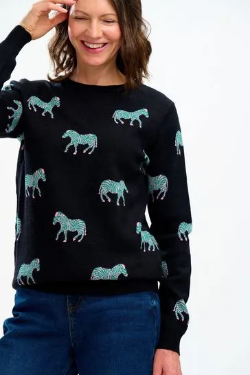 Sugarhill - Lizzie Jumper - Black Vibrant Zebras