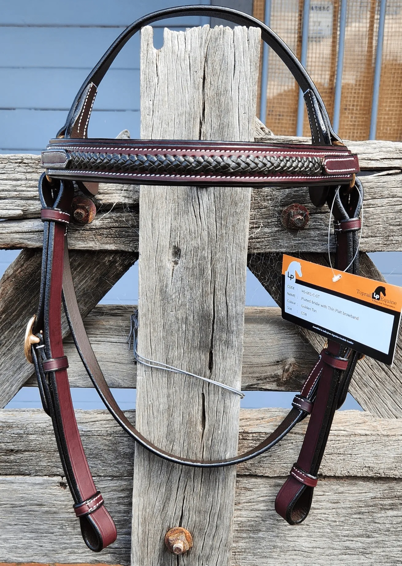 Toprail Bridle Contrast thin Plait Browband